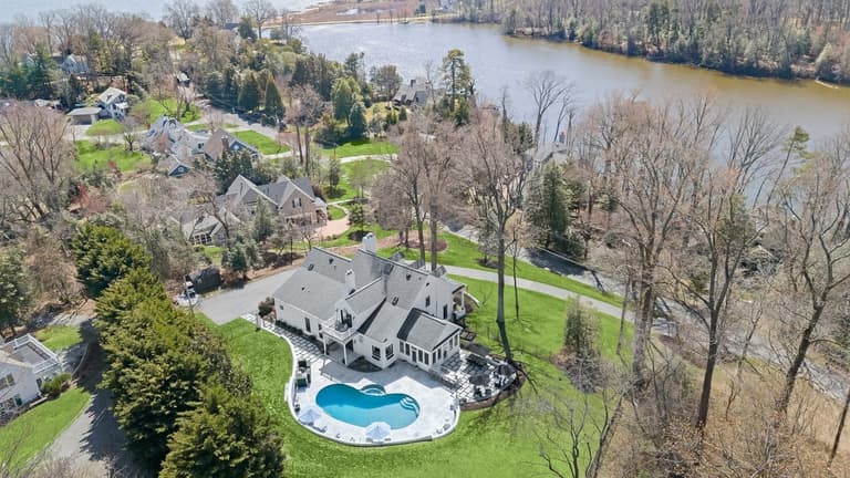 Aerial view of the estate and waterfront